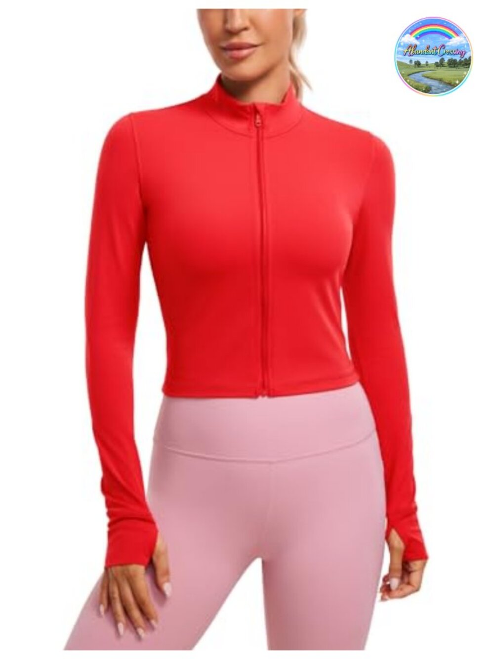 Butterluxe Cropped Athletic Jacket Mockneck Thumbholes